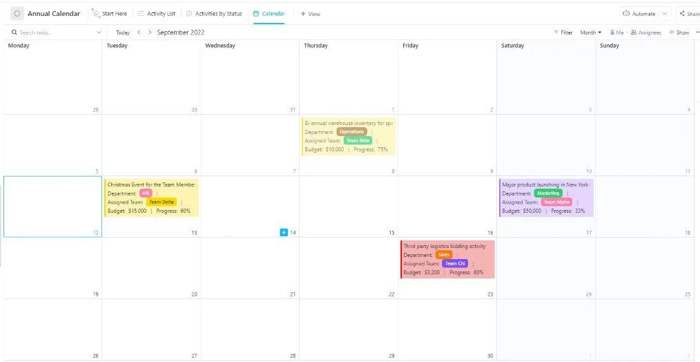 Šablona plánovače Goodnotes: Šablona ročního kalendáře ClickUp