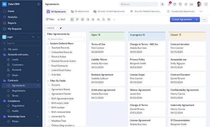 Zoho-dashboard: AI-CRM-software