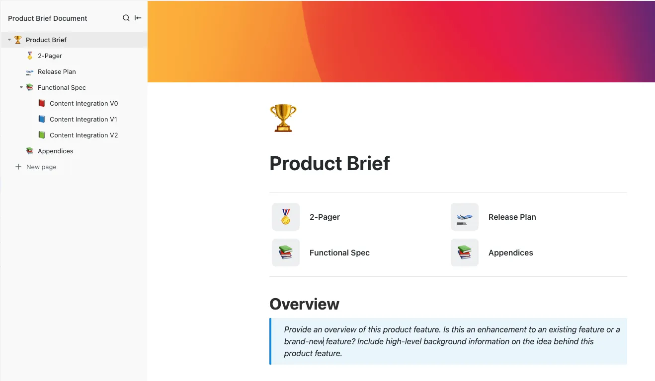 Plantilla de resumen de producto de ClickUp