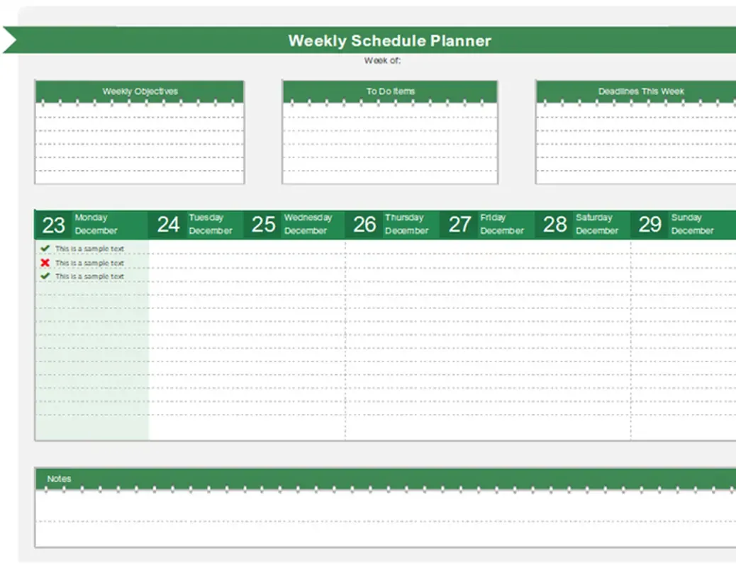 Modèles Microsoft Planner : modèle de planning hebdomadaire par Microsoft