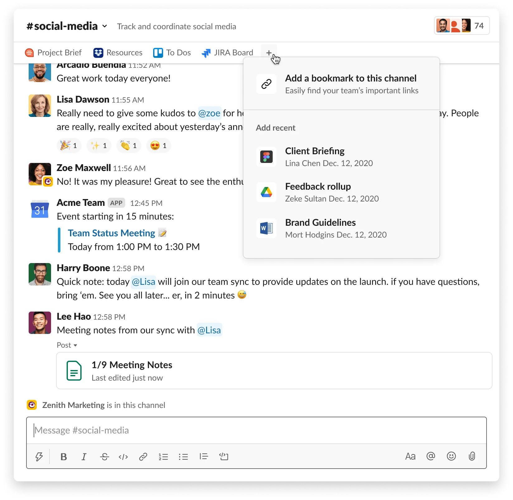 Signet du canal Slack