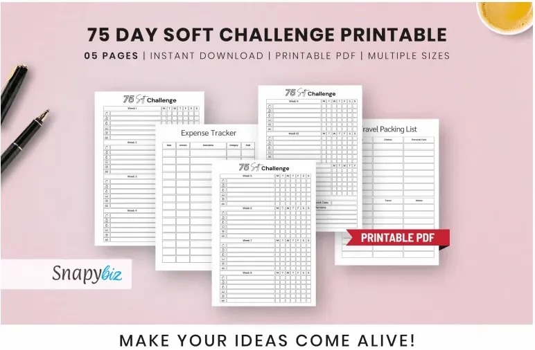 75-Day Soft Challenge ไฟล์พิมพ์ได้ ฟรี โดย SnapyBiz