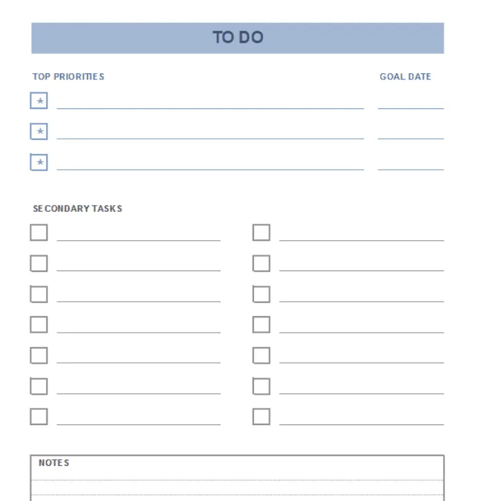 Modèle de liste de tâches prioritaires Excel  par Vertex42