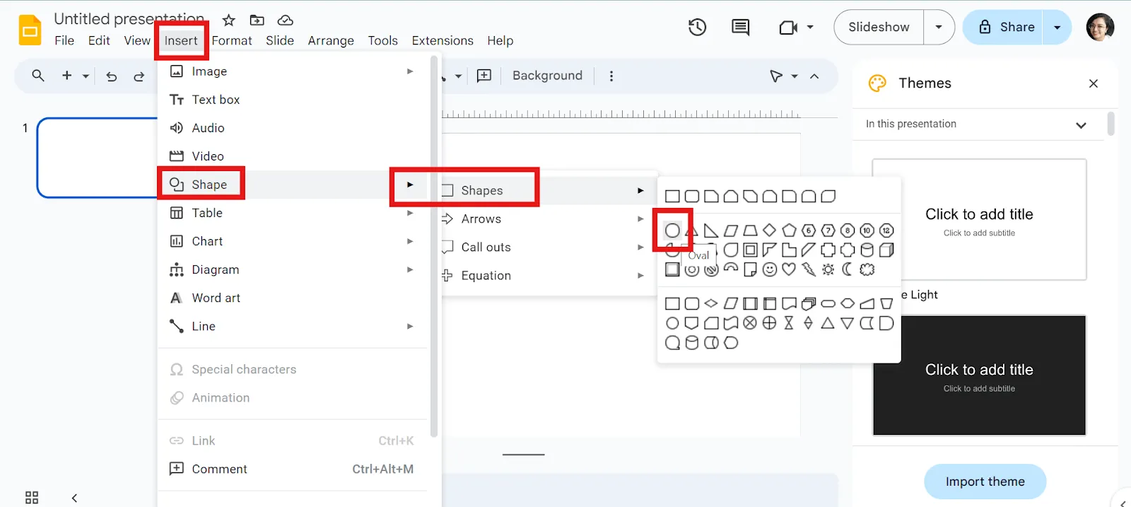 Изберете формата: диаграма на Вен в Google Slides
