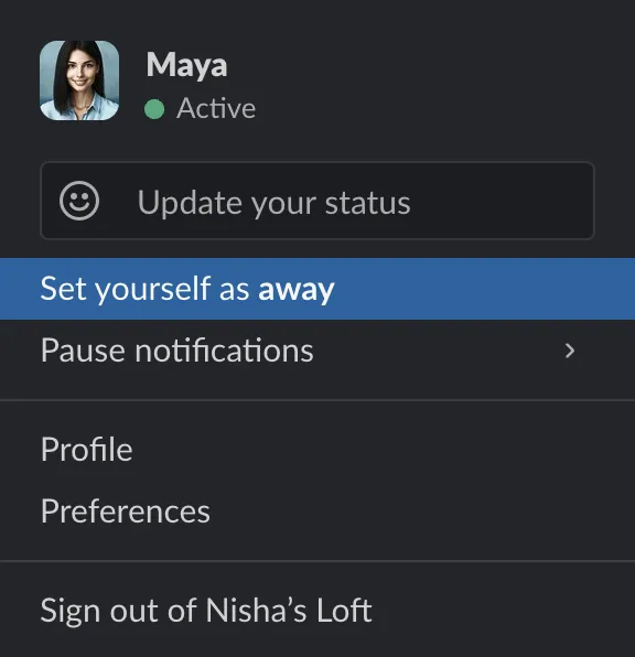 Mettez à jour votre disponibilité sur Slack