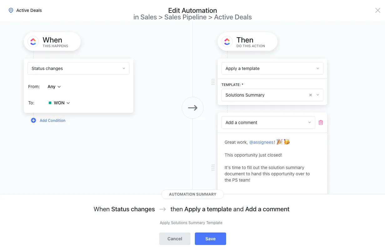 Automações ClickUp