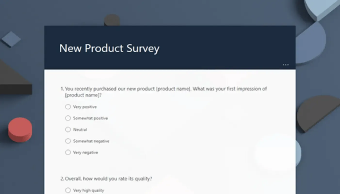 Microsoft-Formularvorlage für Produktfeedback-Umfragen