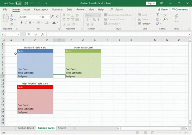Utilizzo di una bacheca Kanban in Excel