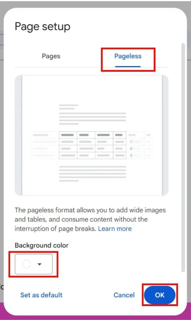 Onglet « Pageless » : comment supprimer un saut de page dans Google Docs