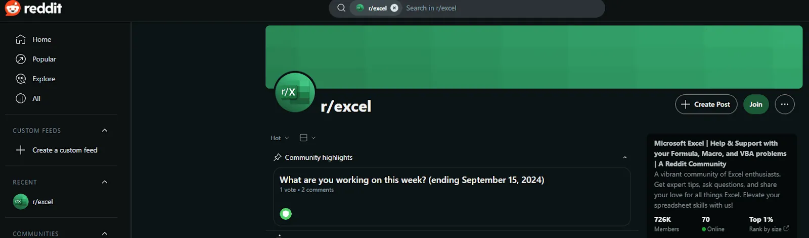 Reddit'in Excel alt forumu [r/excel]