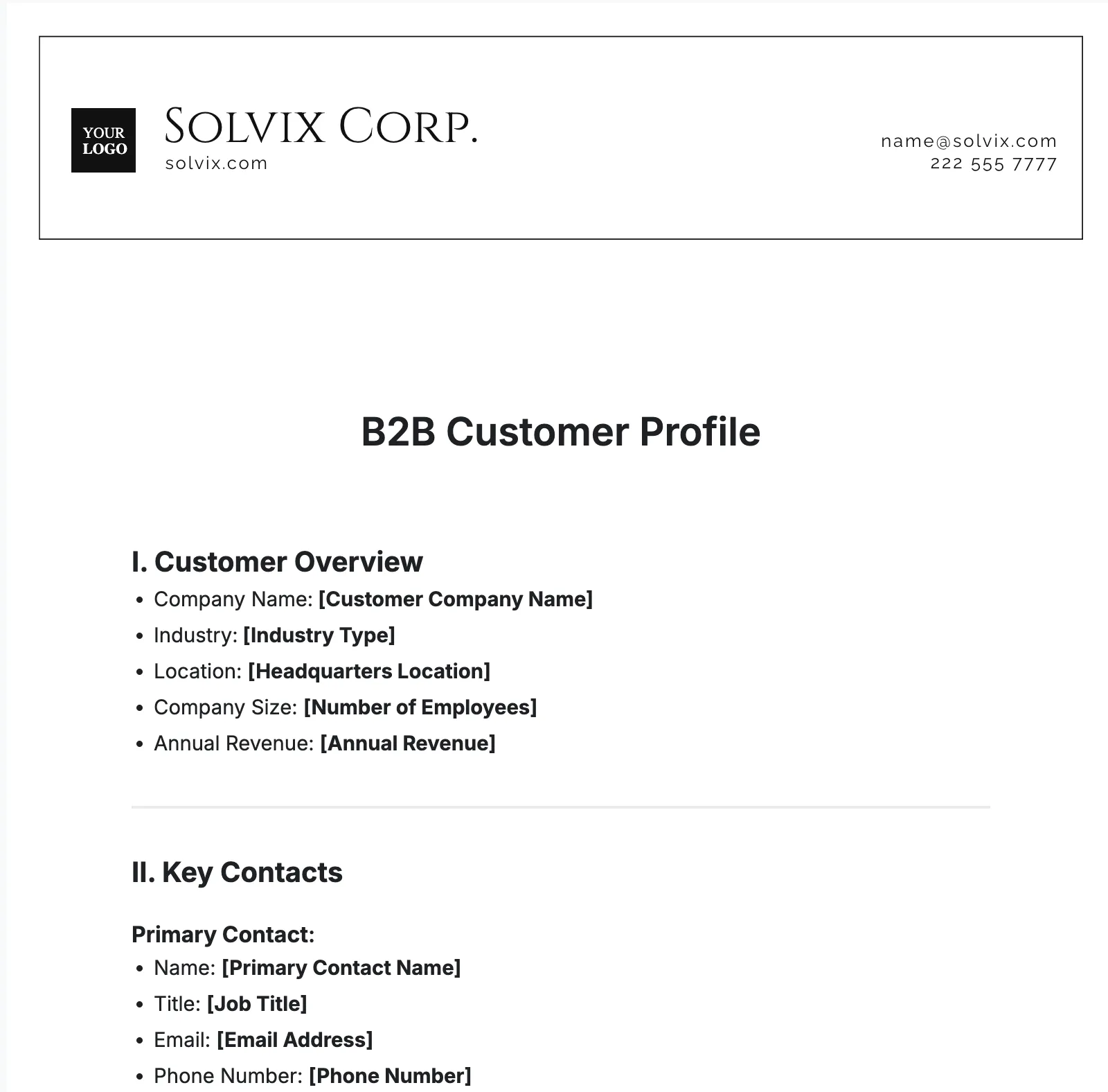 Шаблон за профил на B2B клиент от Template.Net: шаблон за профил на клиент