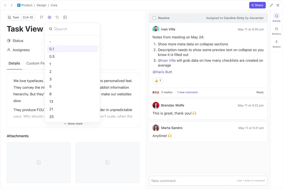 ClickUp 3.0: Ajuste de puntos de sprint en tareas