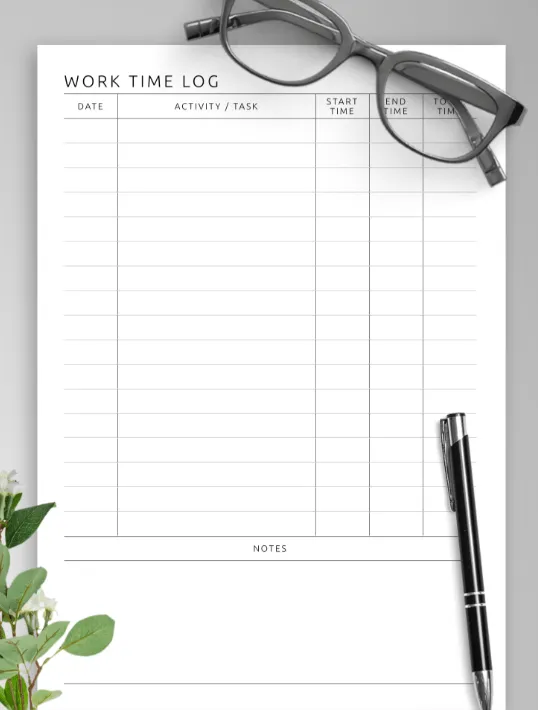 Mẫu nhật ký thời gian làm việc có thể in của Onplanners