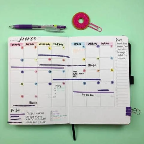 Calendario de proyectos BuJo