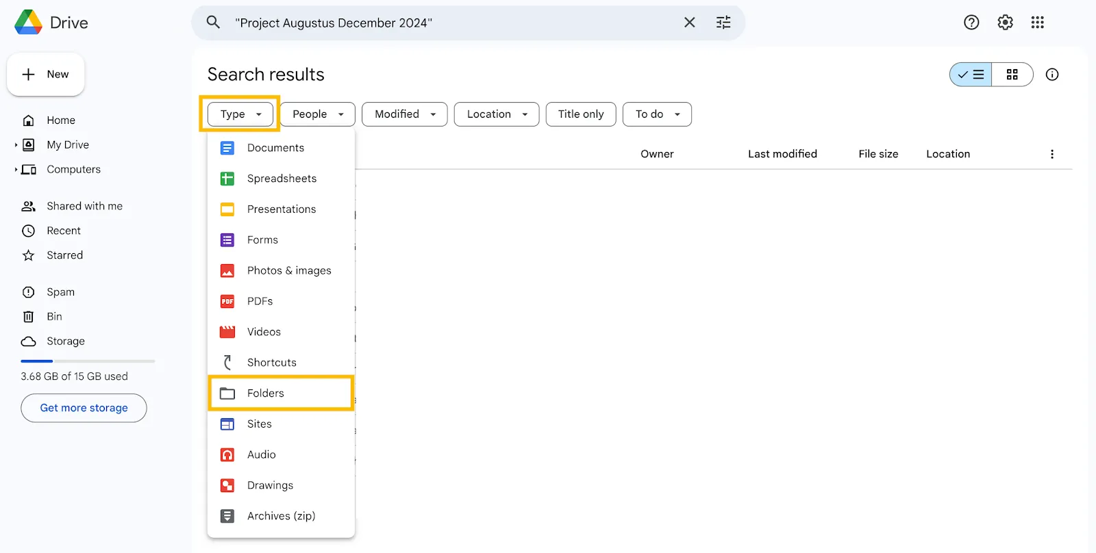Comment copier un dossier dans Google Drive : étape 2.1