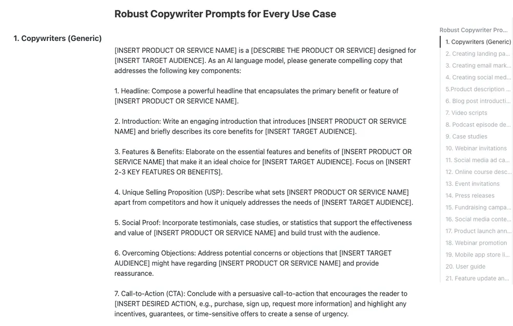ChatGPT-Prompts für Copywriting-Vorlagen