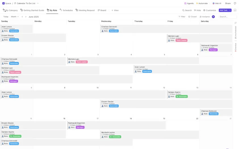 Template Daftar Tugas Kalender ClickUp
