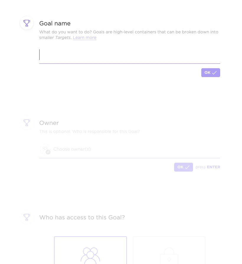 Image de la description des objectifs dans ClickUp