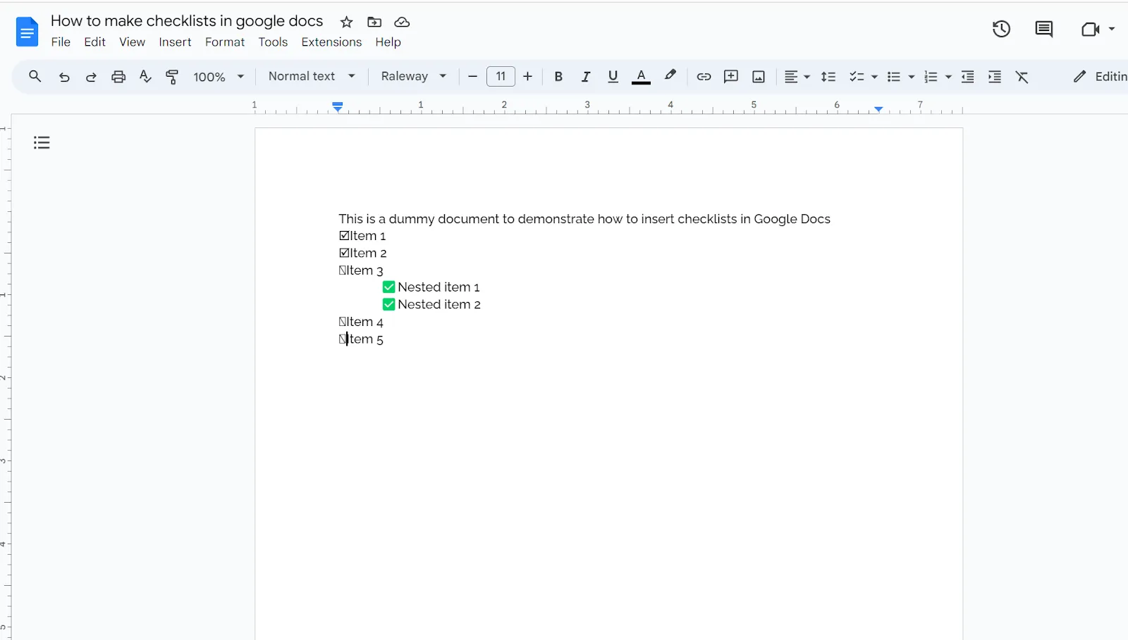 Google Dokümanlar'da onay kutuları