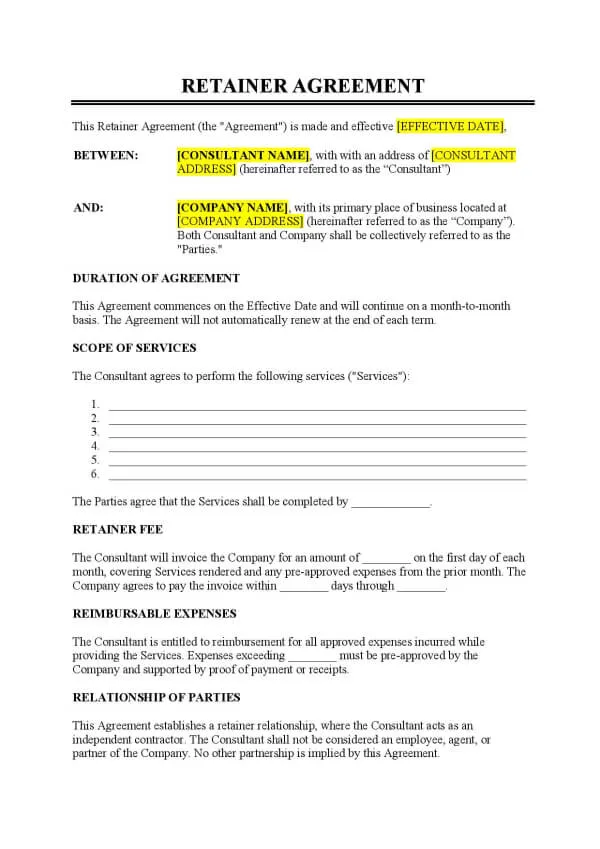 Modelli di contratti di prestazione professionale in Word di EasyLegalDocs