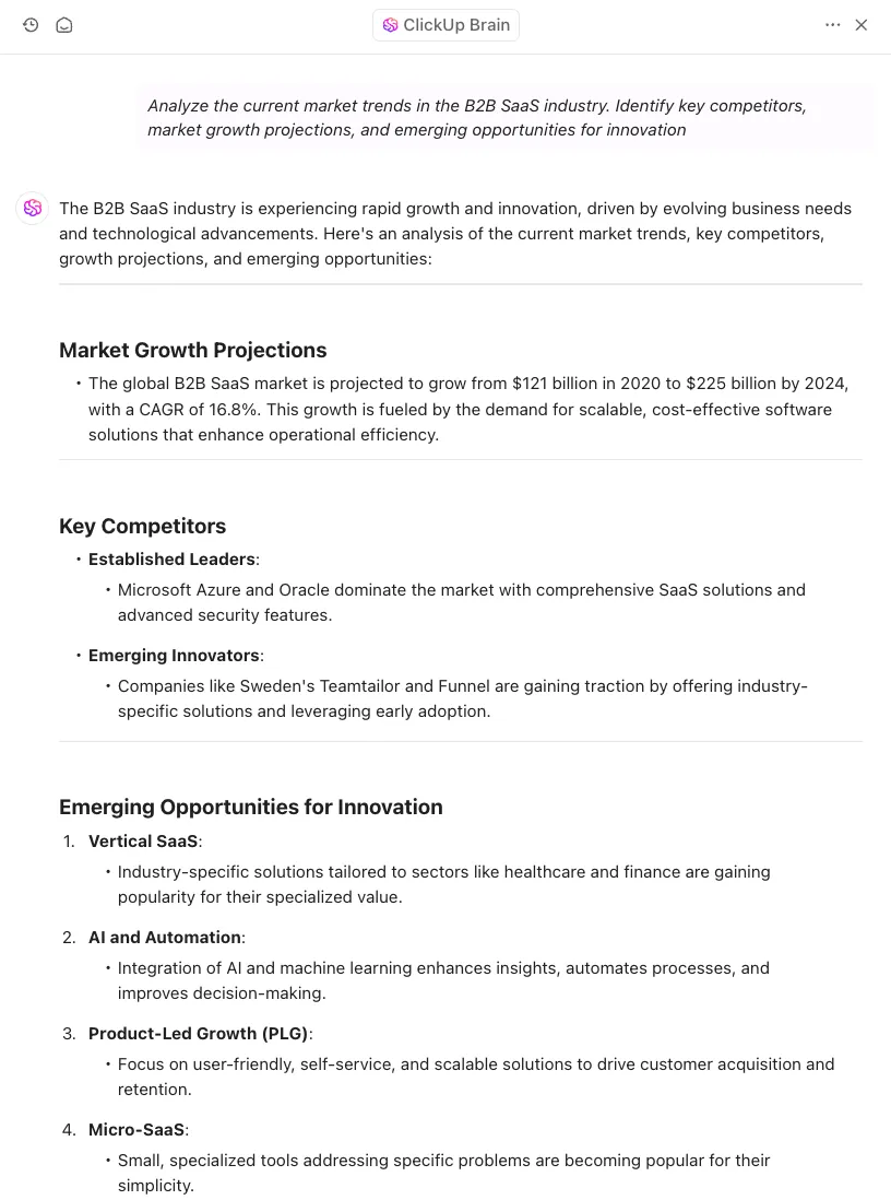 ClickUp Brain AI in marketing