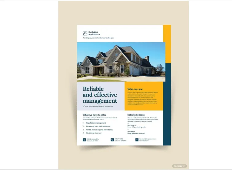 Modèle de flyer marketing pour la gestion immobilière par Template.net