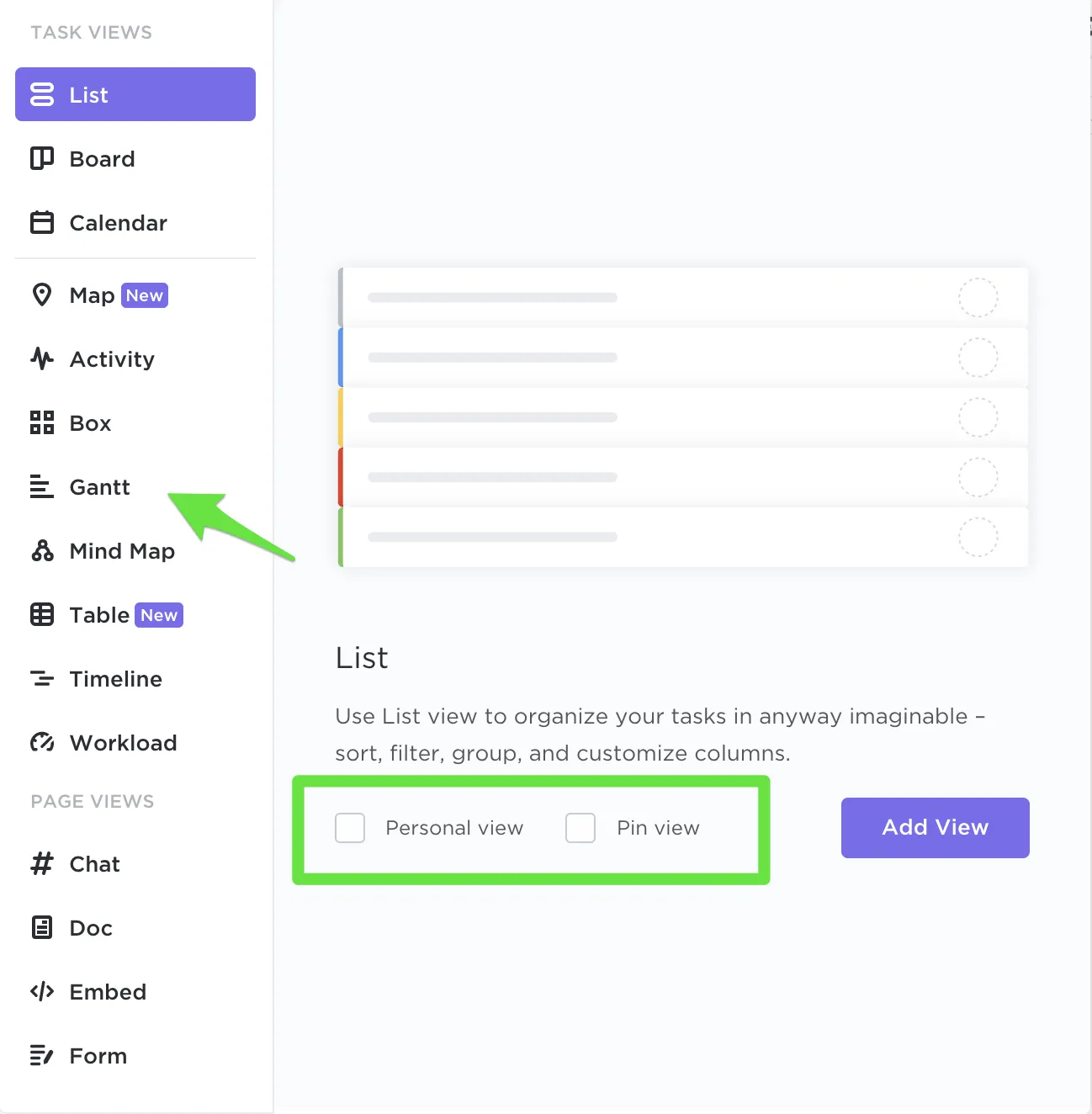Creación de un diagrama de Gantt en ClickUp