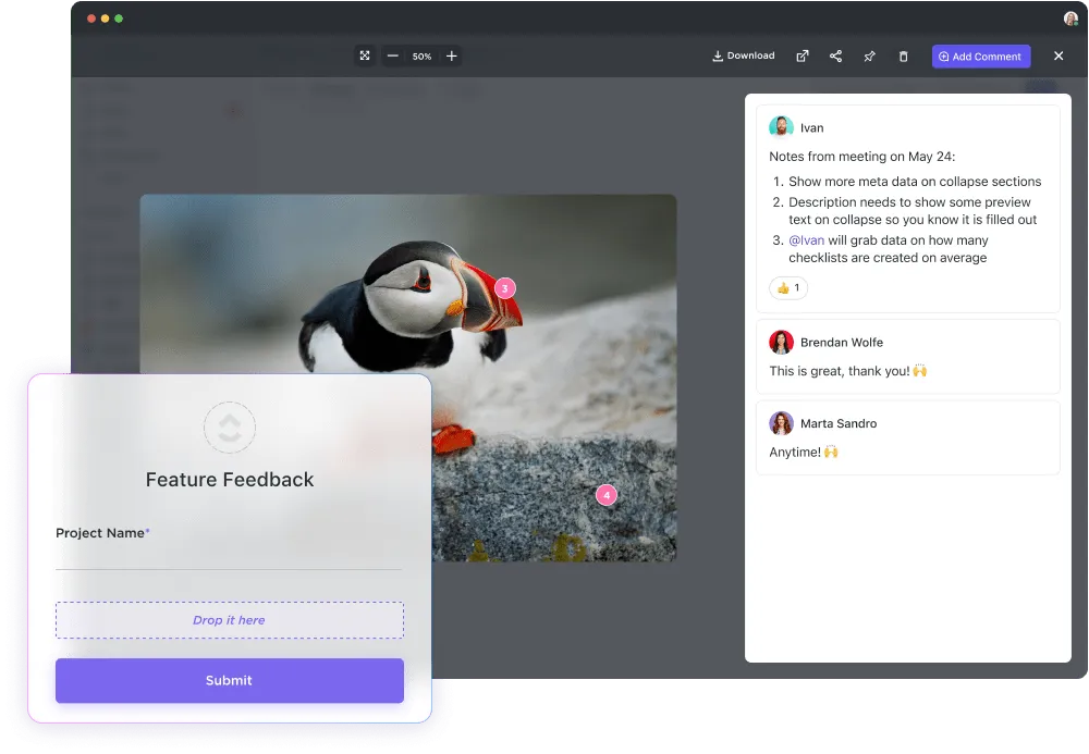 ClickUp 3.0 Ensemble de révision et d'annotation d'images avec téléchargement de fichiers