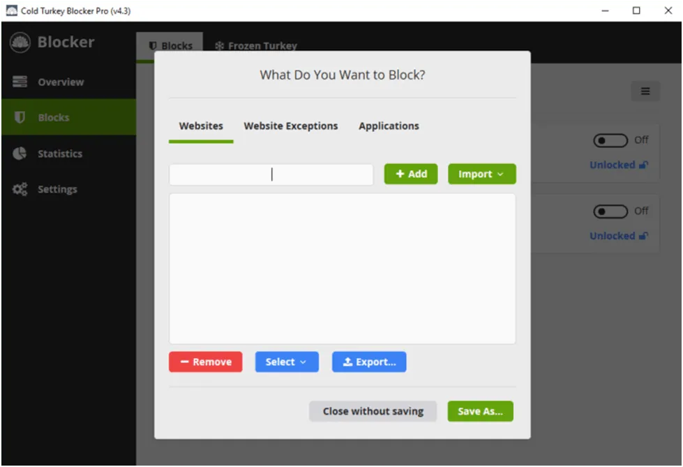 Blockieren Sie den Zugriff auf Websites mit der App „Cold Turkey Blocker Pro“.