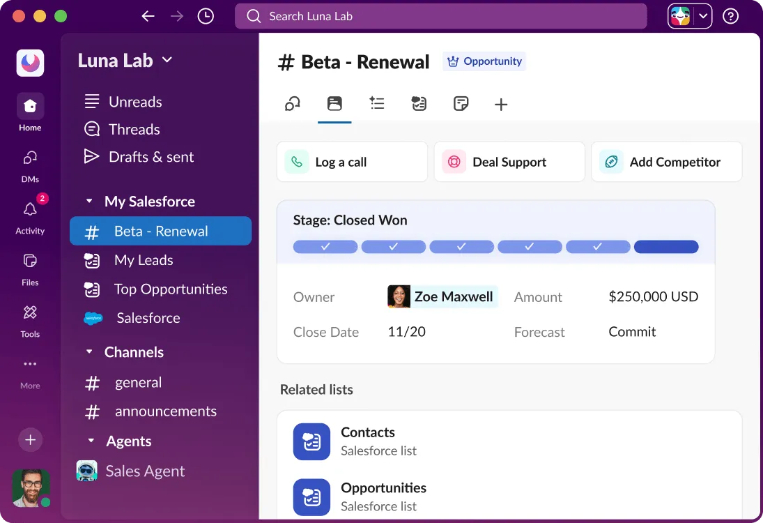 ตัวแทน AI ของ Slack - Slack AI (ตัวแทน AI ในตัวที่ดีที่สุดของ Slack สำหรับสรุปบทสนทนาและค้นหาคำตอบทั่วทั้งพื้นที่ทำงานของคุณ)