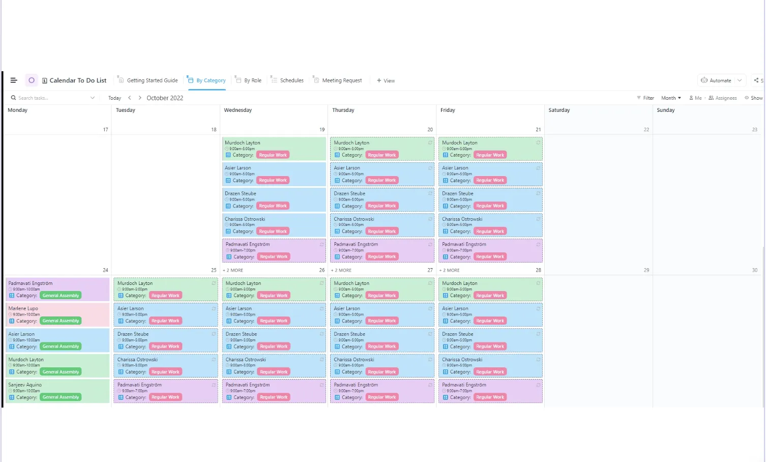 Plantilla de lista de tareas pendientes del calendario de ClickUp