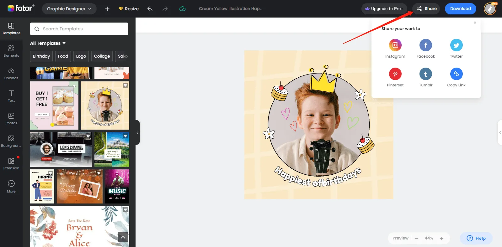 Fotor Dashboard: Generatív mesterséges intelligencia példák