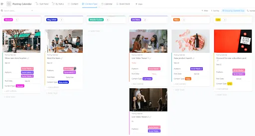 ClickUp-mall för publiceringskalender