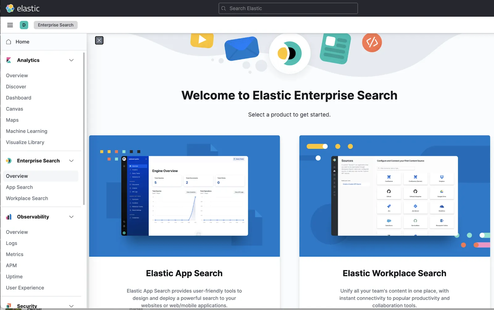Elastic Enterprise Search: Řízení projektů s klíčovými funkcemi podnikového vyhledávání