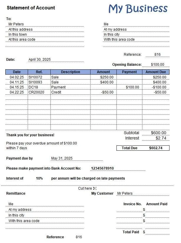 Szablon zestawienia rachunków: PDF Szablon zestawienia rachunków autorstwa Beginner Bookkeeping (PDF)