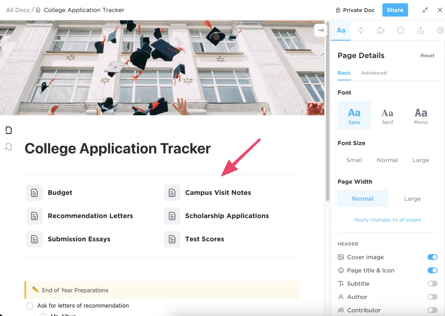 Свържете задачите с подчертания текст в ClickUp Docs