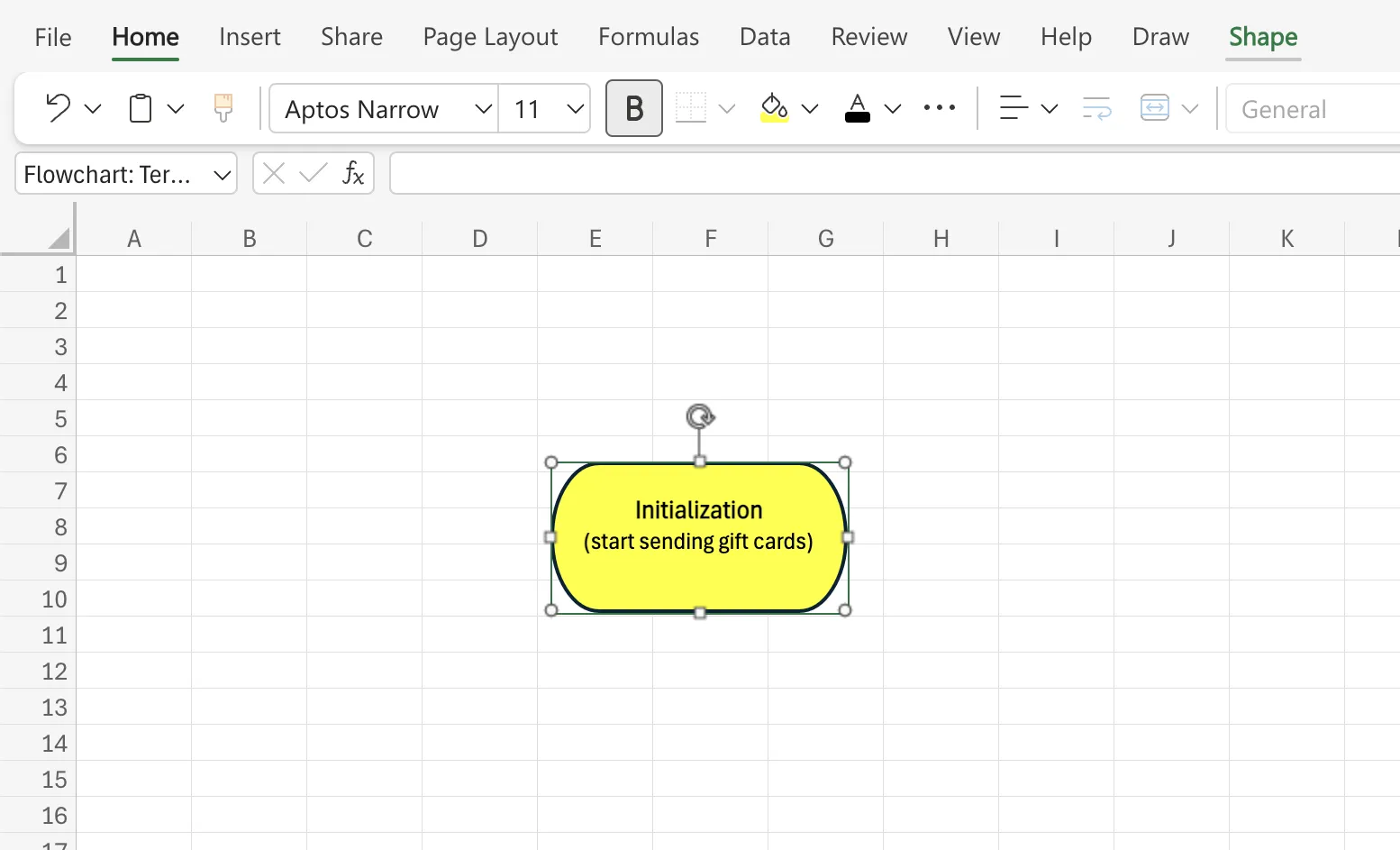 ปรับแต่งและติดป้ายกำกับรูปร่างใน MS Excel