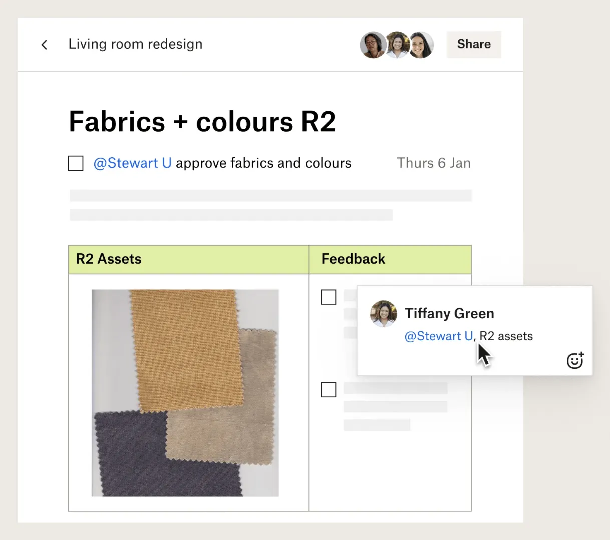 Critique de Dropbox Paper : mentionner un membre de l'équipe dans Dropbox Paper