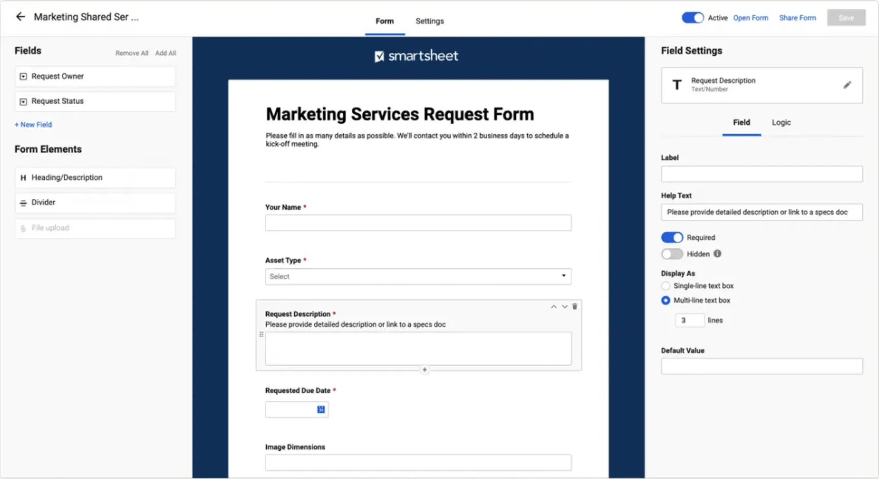 Formulários Smartsheet