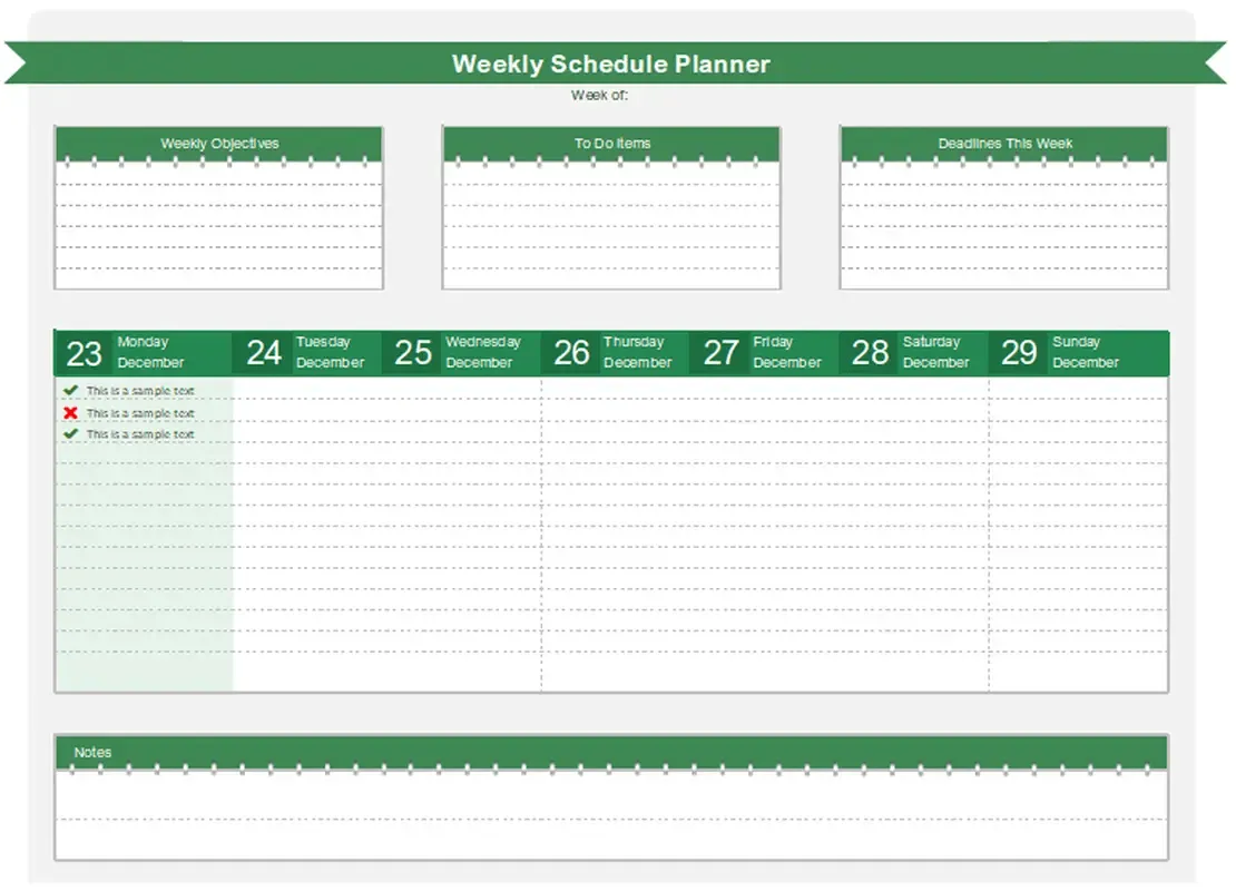 Mẫu lập kế hoạch hàng tuần: cách tạo lịch trình trong Excel