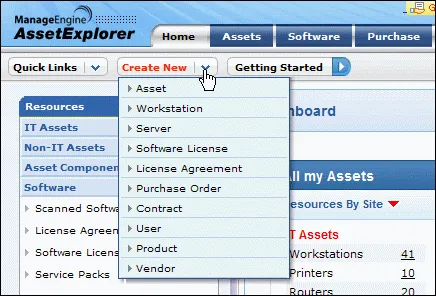 ManageEngine AssetExplorer สำหรับการจัดการสินค้าคงคลังด้านไอที