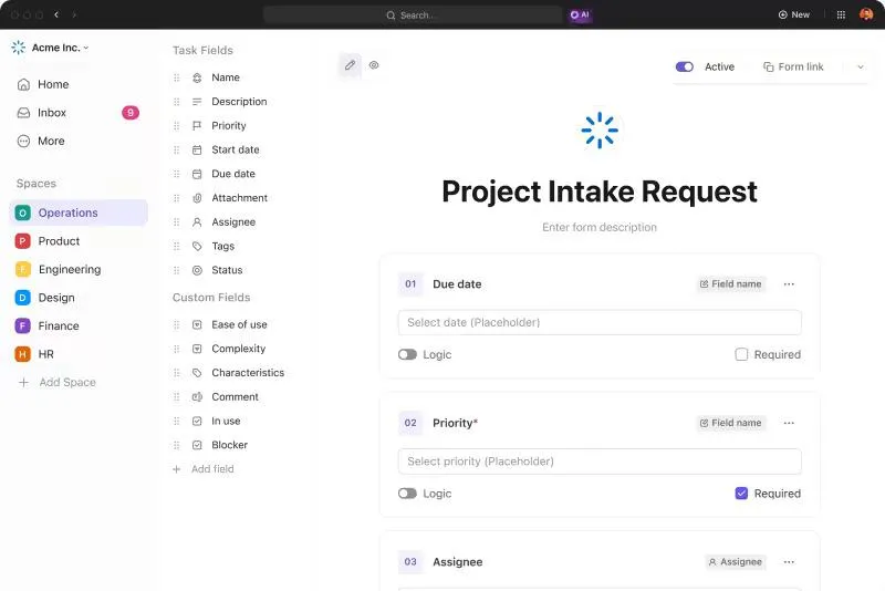 Formularios de ClickUp para realizar encuestas internas o a los usuarios.