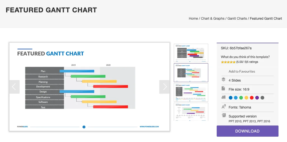 Empfohlene Gantt-Diagramm-Vorlage von Power Slides
