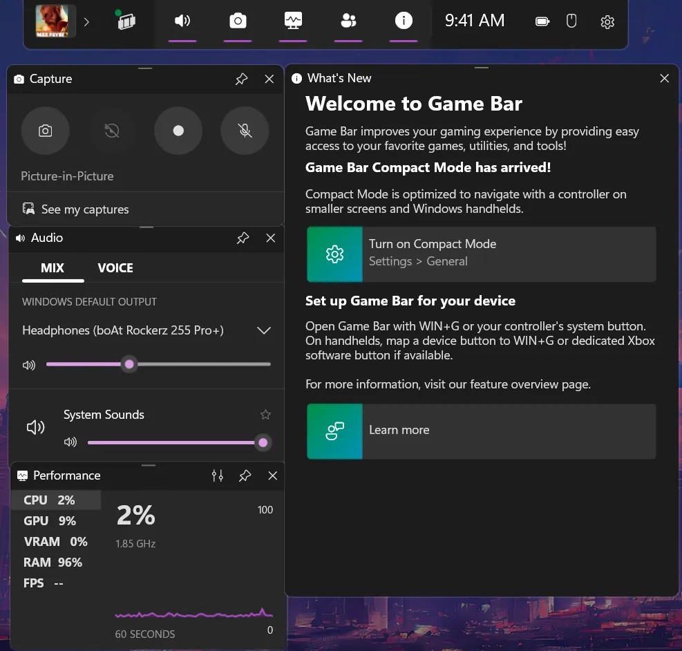 Öffnen Sie die Game Bar-Leiste