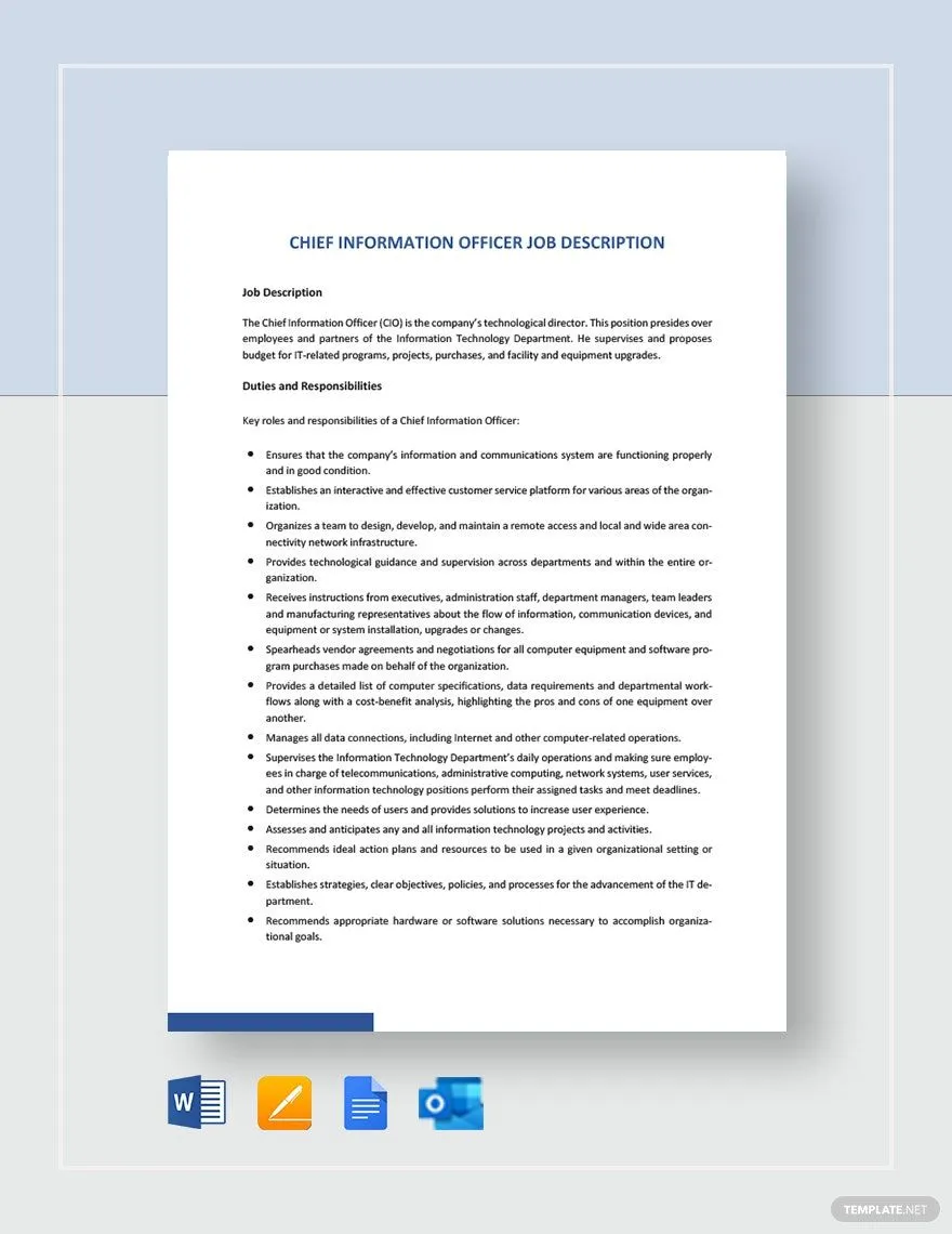 Modèle Word de description de poste de directeur des systèmes d'information