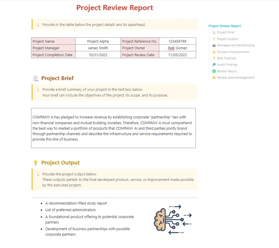 Modèle d'évaluation de projet ClickUp