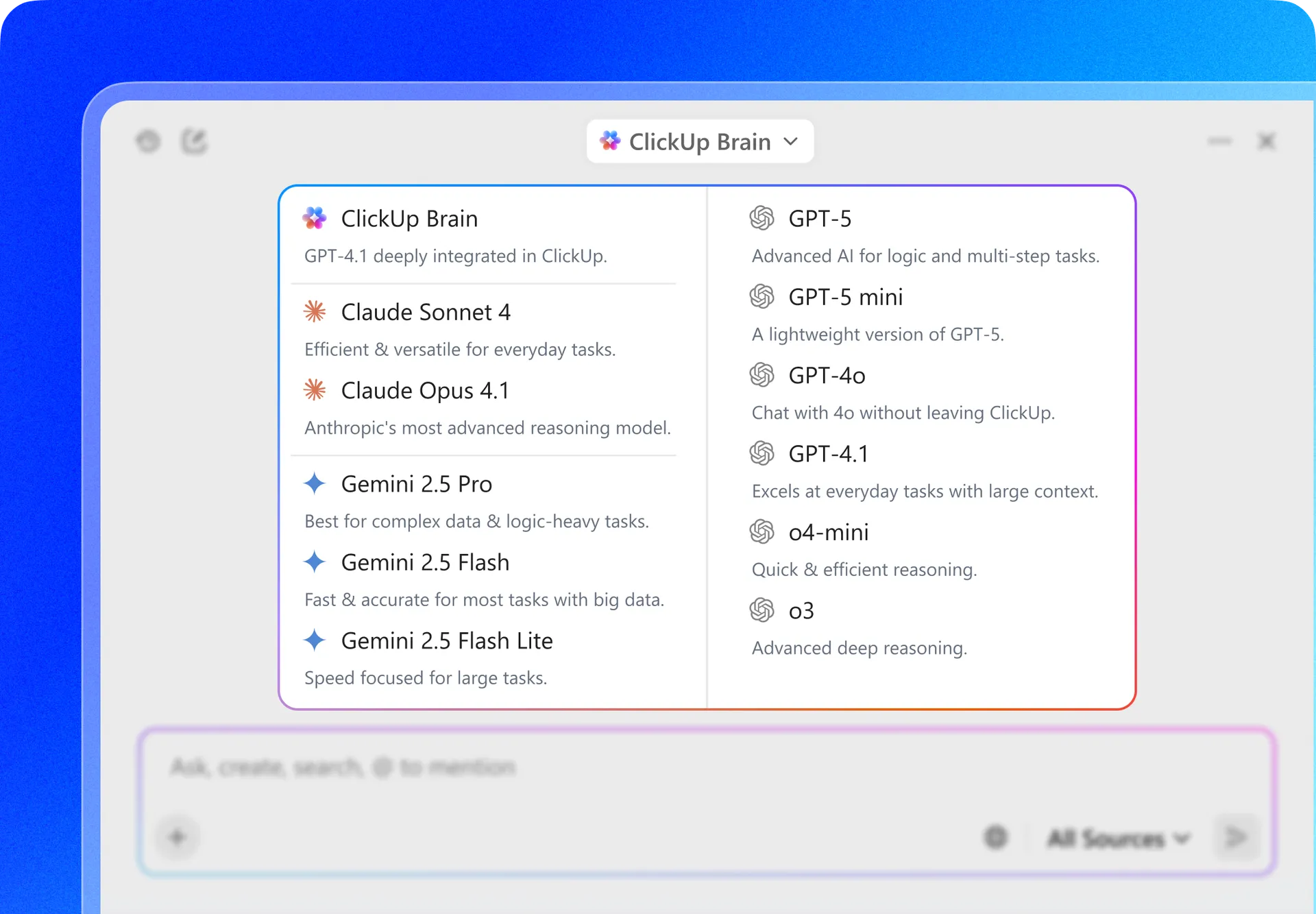 Accedi a più modelli di IA al prezzo di uno solo con ClickUp Brain: Ottieni il massimo da Claude con ClickUp AI