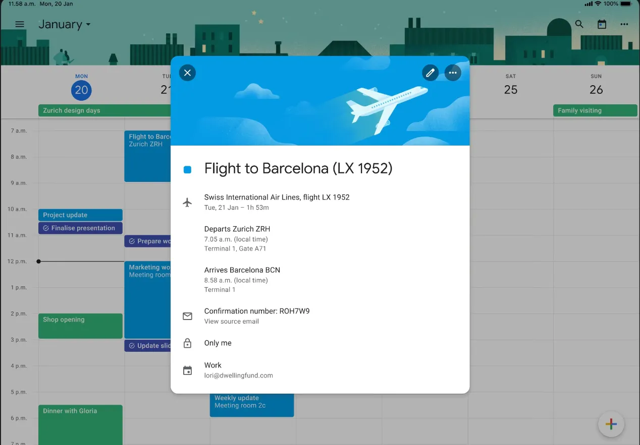 Rilevamento automatico degli eventi con Google Calendar