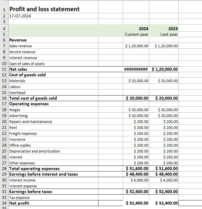 Modèle de compte de résultat Excel par Conta