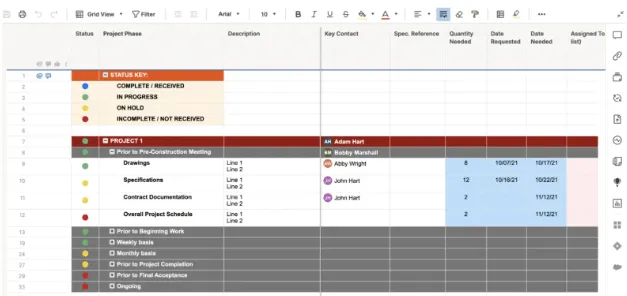قالب متتبع وثائق البناء من Smartsheet؛ قوالب البناء من Smartsheet